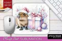 Capybara Pastel Christmas Mouse Pad Sublimation Coquette PNG Product Image 1