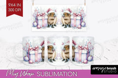 Capybara Pastel Christmas Mug Wrap Coquette Xmas Mug PNG Product Image 1