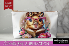 Capybara Reading Cosmetic Bag Book Lover Makeup Bag PNG Product Image 1