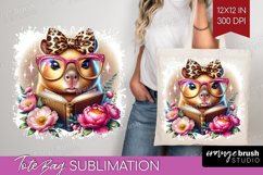 Capybara Reading Tote Bag Book Lover Tote Bag PNG Product Image 1