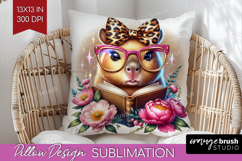 Capybara Reading Pillow Sublimation Book Lover Pillow Cover Product Image 1