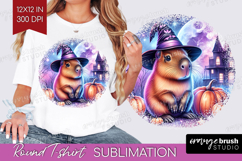 Capybara Halloween Round Tshirt Background Cute Animal PNG Product Image 1