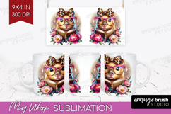 Capybara Reading Mug Wrap Book Lover Mug PNG Sublimation Product Image 1