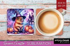 Capybara Halloween Square Coaster Cute Animal Coaster PNG Product Image 1