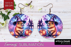 Capybara Halloween Round Earrings Cute Animal PNG Product Image 1