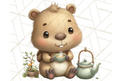 Whimsical Capybara Clip Art PNG for Cozy Hygge Prints Product Image 4
