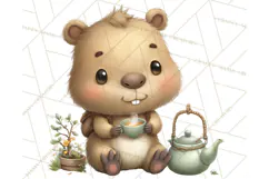 Whimsical Capybara Clip Art PNG for Cozy Hygge Prints Product Image 4