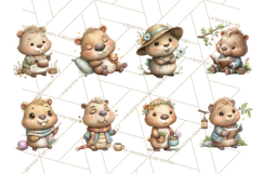 Whimsical Capybara Clip Art PNG for Cozy Hygge Prints Product Image 3