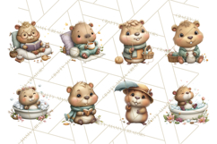 Whimsical Capybara Clip Art PNG for Cozy Hygge Prints Product Image 4