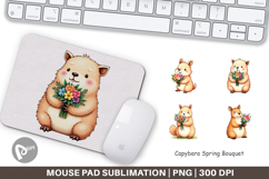 Mouse Pad Capybara Spring Bouquet Product Image 1
