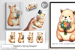 Digital Paper Capybara Spring Bouquet Product Image 1