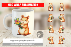 Mug Wrap Capybara Spring Bouquet Product Image 1