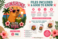 Sunshine Is My Vibe Capybara PNG, Tropical Summerpng Product Image 2