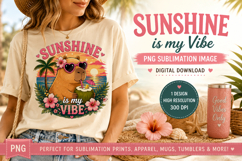 Sunshine Is My Vibe Capybara PNG, Tropical Summerpng Product Image 1