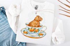 Capybara Tea Party Watercolor Digital Clipart Set Product Image 5