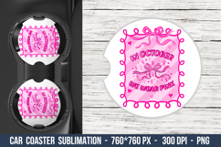 Breast Cancer Coquette Car Coaster | Car Coaster Sublimation Product Image 1