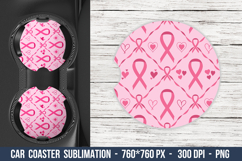 Breast Cancer Car coaster, Pink Ribbon Car Coaster, Coaster Product Image 1
