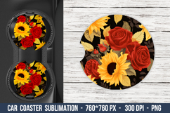Rose &amp; Sunflower Car coaster | Car Coaster Sublimation Product Image 1