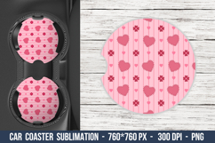 Pink Heart &amp; Flower Car Coaster | Car Coaster Sublimation Product Image 1