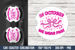 Breast Cancer Car Coaster | Car Coaster Sublimation Product Image 1