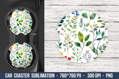 Watercolor Leaves Pattern Car Coaster | Car Coaster Png Product Image 1