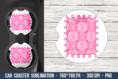 Breast Cancer Coquette Car Coaster | Car Coaster Sublimation Product Image 1
