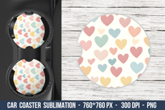 Pastel Heart Pattern Car Coaster | Car Coaster Sublimation Product Image 1