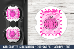Breast Cancer Pumpkin Car Coaster | Car Coaster Sublimation Product Image 1