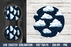 Snowy Cloud Car coaster | Car Coaster Sublimation Product Image 1