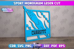 Sport Monogram Laser Cut Bundle, Monogram Sports SVG Product Image 12