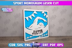 Sport Monogram Laser Cut Bundle, Monogram Sports SVG Product Image 8
