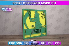 Sport Monogram Laser Cut Bundle, Monogram Sports SVG Product Image 9