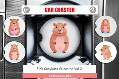 Car Coaster Pink Capybara Valentine Product Image 1