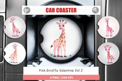 Car Coaster Pink Giraffe Valentine Product Image 1