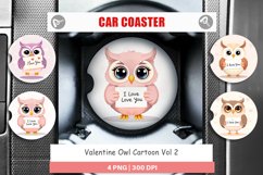 Car Coaster Valentine Owl Cartoon Product Image 1