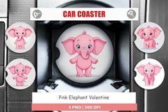Car Coaster Pink Elephant Valentine Product Image 1