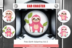 Car Coaster Pink Sloth Valentine Product Image 1