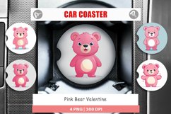 Car Coaster Pink Bear Valentine Product Image 1
