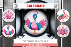 Car Coaster Pink Peacock Valentine Product Image 1