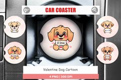 Car Coaster Valentine Dog Cartoon Product Image 1