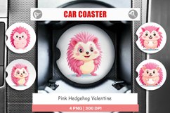 Car Coaster Pink Hedgehog Valentine Product Image 1