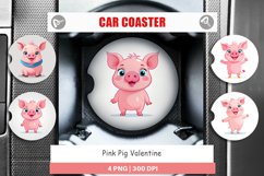 Car Coaster Pink Pig Valentine Product Image 1