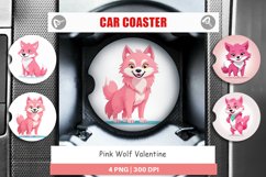 Car Coaster Pink Wolf Valentine Product Image 1