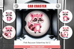 Car Coaster Pink Raccoon Valentine Product Image 1