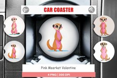 Car Coaster Pink Meerkat Valentine Product Image 1