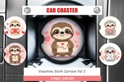 Car Coaster Valentine Sloth Cartoon Product Image 1