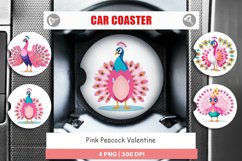 Car Coaster Pink Peacock Valentine Product Image 1
