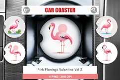 Car Coaster Pink Flamingo Valentine Product Image 1