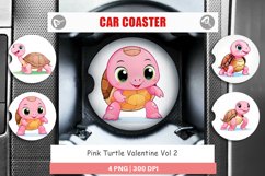 Car Coaster Pink Turtle Valentine Product Image 1