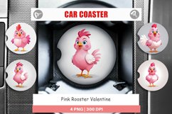 Car Coaster Pink Rooster Valentine Product Image 1